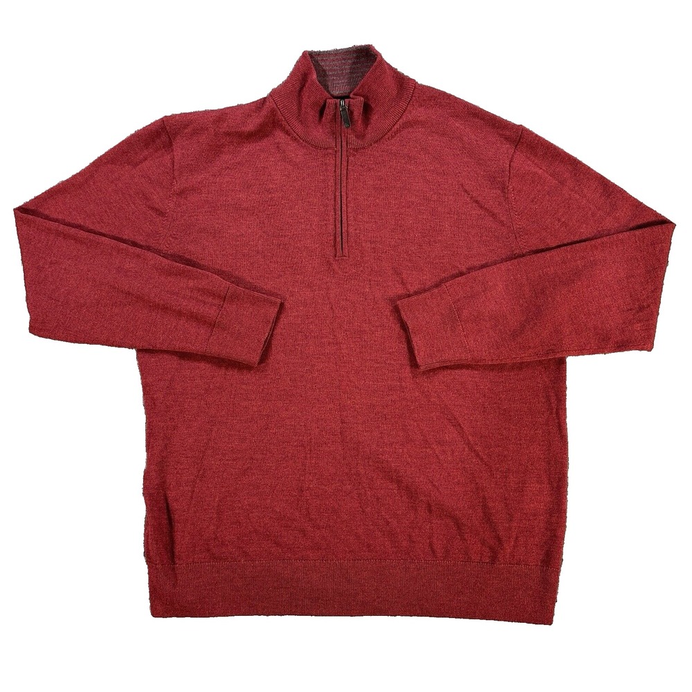 Untuckit Jacket Mens XL‎ Red Merino Wool Luxury Longsleeve Mock Collar
